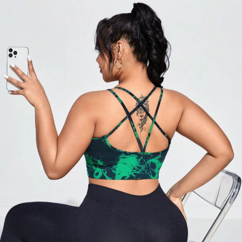 Plus Size Printed Tie Dye Sports Bra