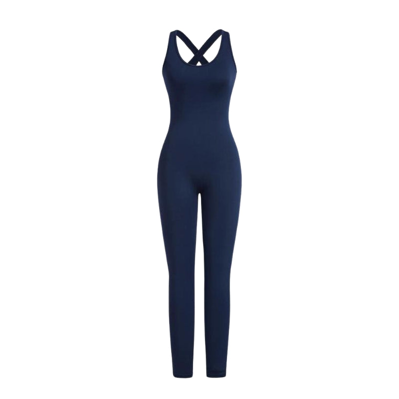 Zip up Crop Top & Cut Out Overalls Jumpsuit Two-Piece Set