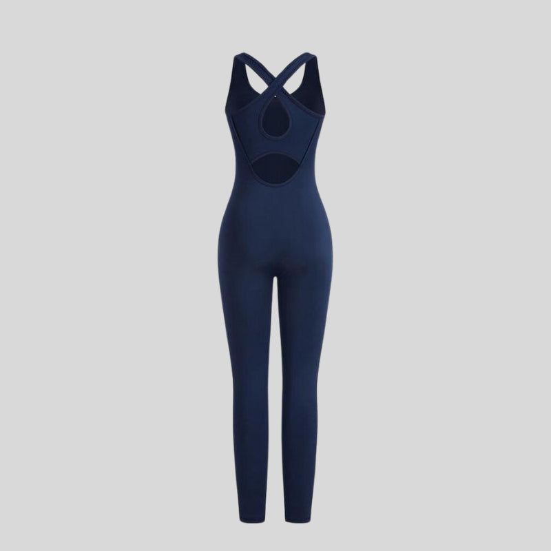 Zip up Crop Top & Cut Out Overalls Jumpsuit Two-Piece Set